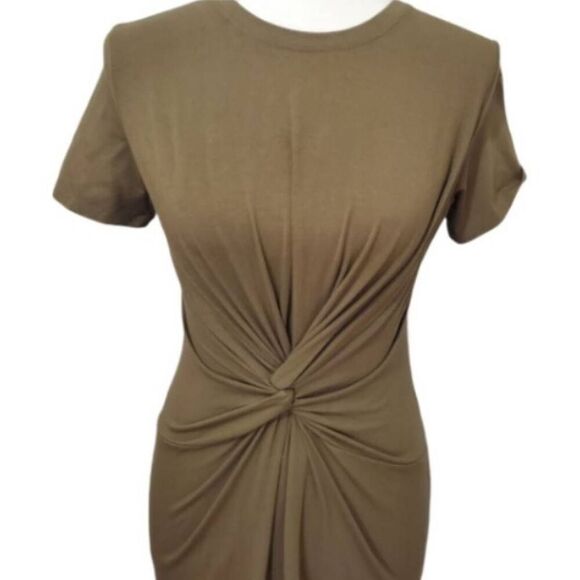 THEORY Rubric Army Green Knot Front Tee Dress Small Cotton Modal S - Picture 8 of 10